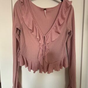 Free People Mauve Ruffled Blouse
